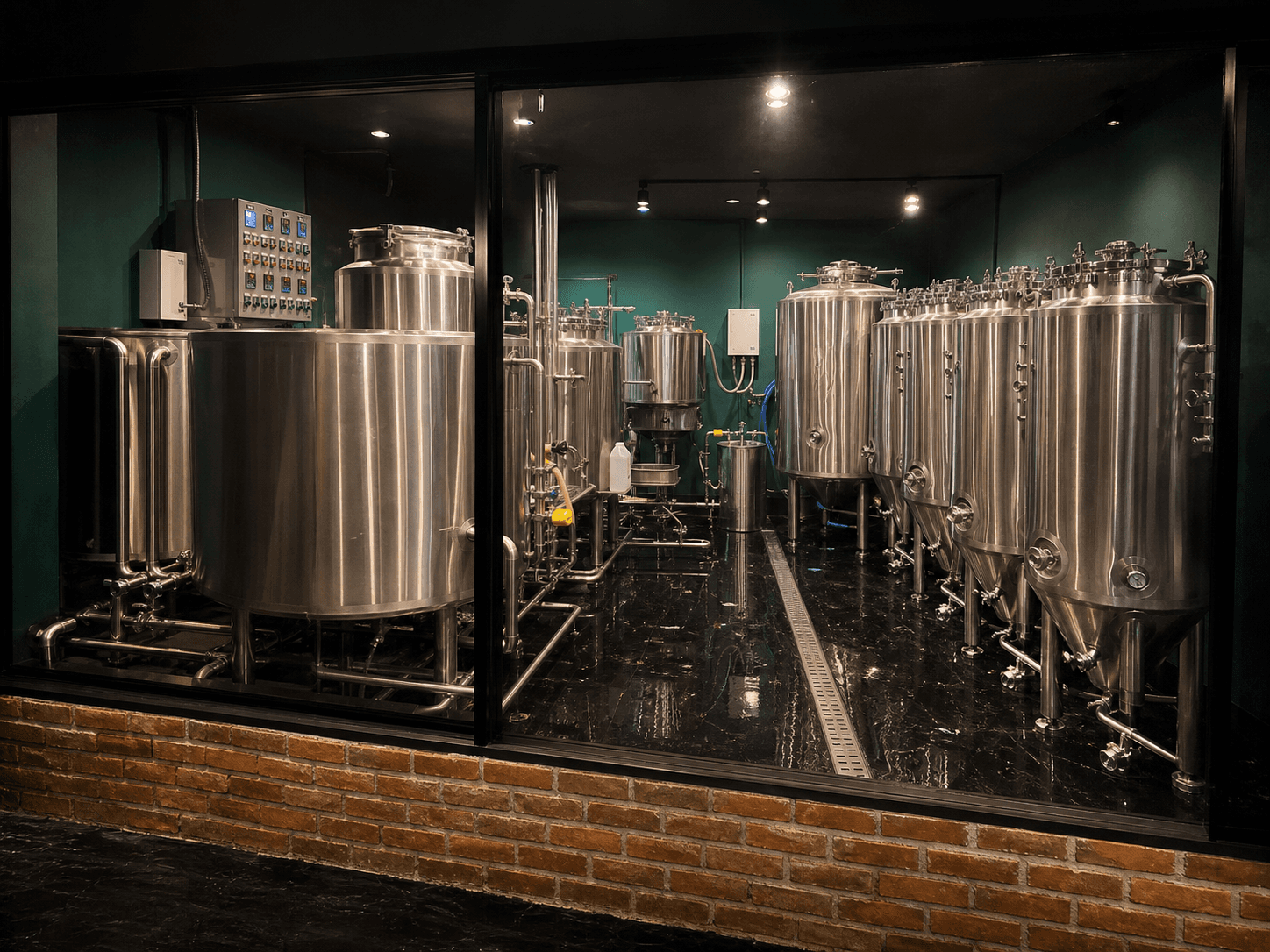 Compact WISET BEER brewery production room in Chiang Mai